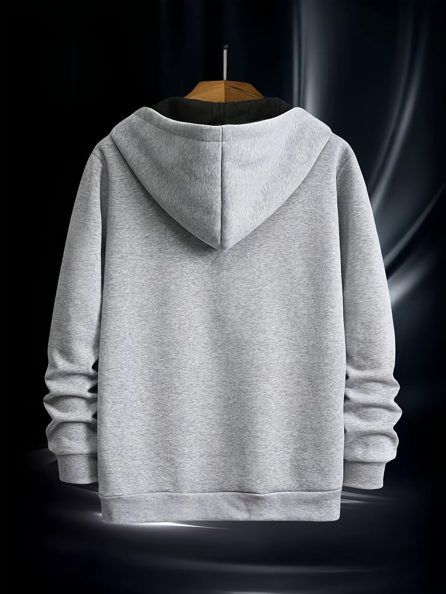Unisex hoodie med asymmetrisk dragkedja och magficka