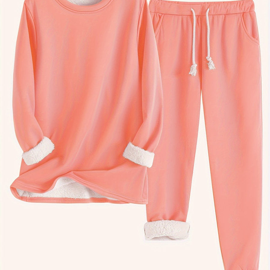 Women's Fleece-Lined Sweatshirt & Jogger Set