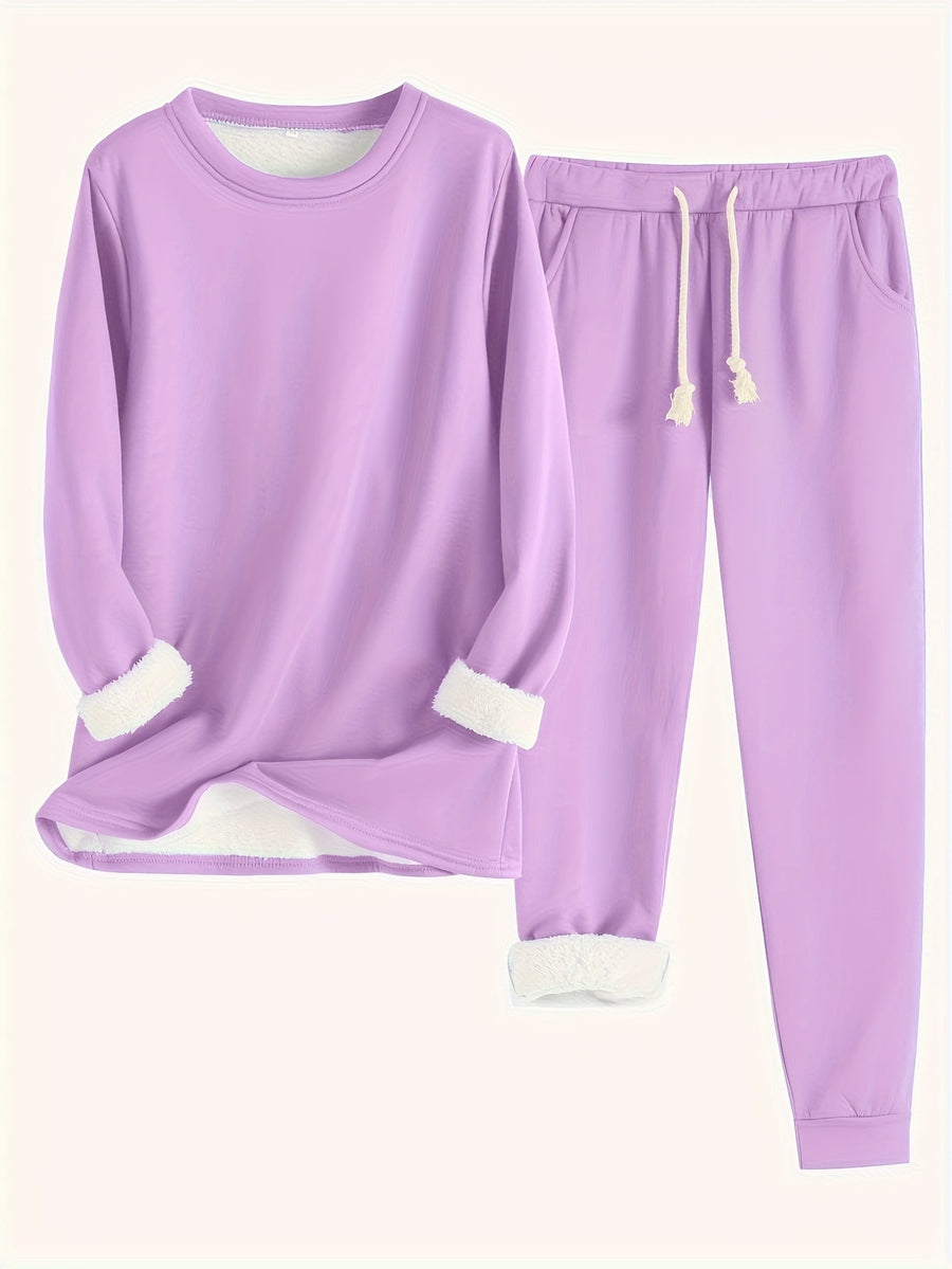 Women's Fleece-Lined Sweatshirt & Jogger Set