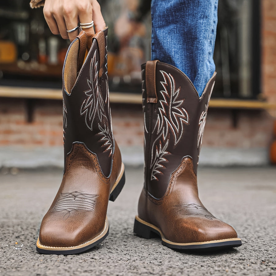 Klassiska herr cowboykängor med broderade detaljer