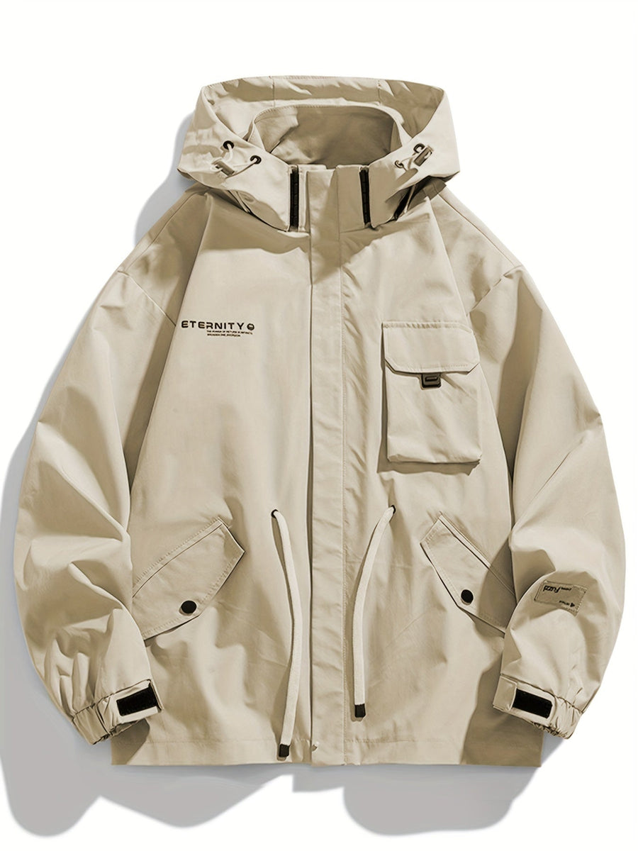 Unisex Parkasjacka med Huva och Fickor, Beige
