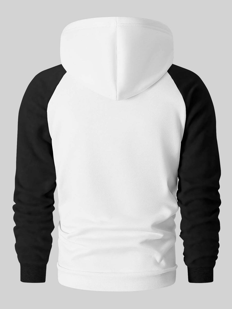 Hoodie med raglanärm och känguruficka, tvåfärgad