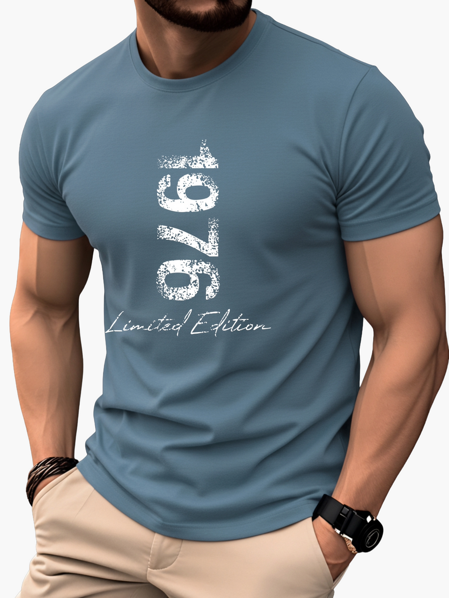 Herr T-shirt 1976 Limited Edition Retro Stil – Casual Trendig Kortärmad
