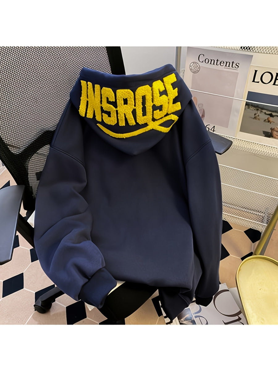 Hoodie med stor text på huva, unisex