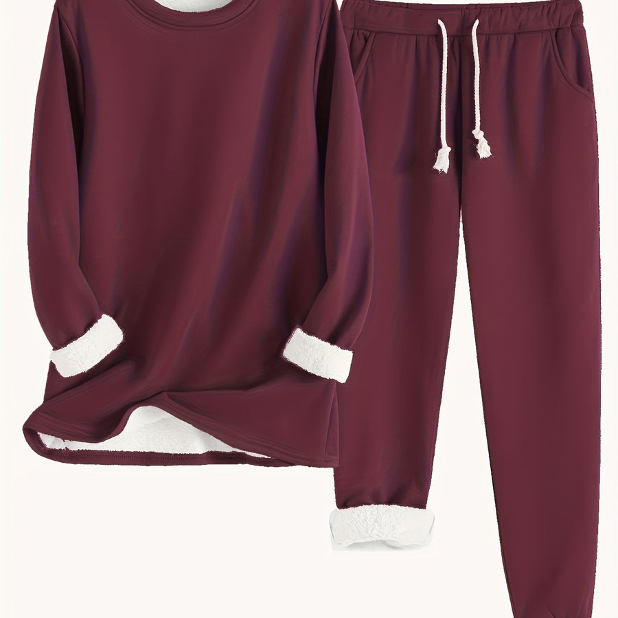 Women's Fleece-Lined Sweatshirt & Jogger Set