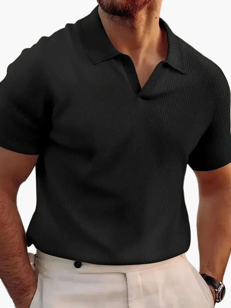 Herr Pikétröja Kortärmad V-krage Elegant Stil för Vardag och Fritid