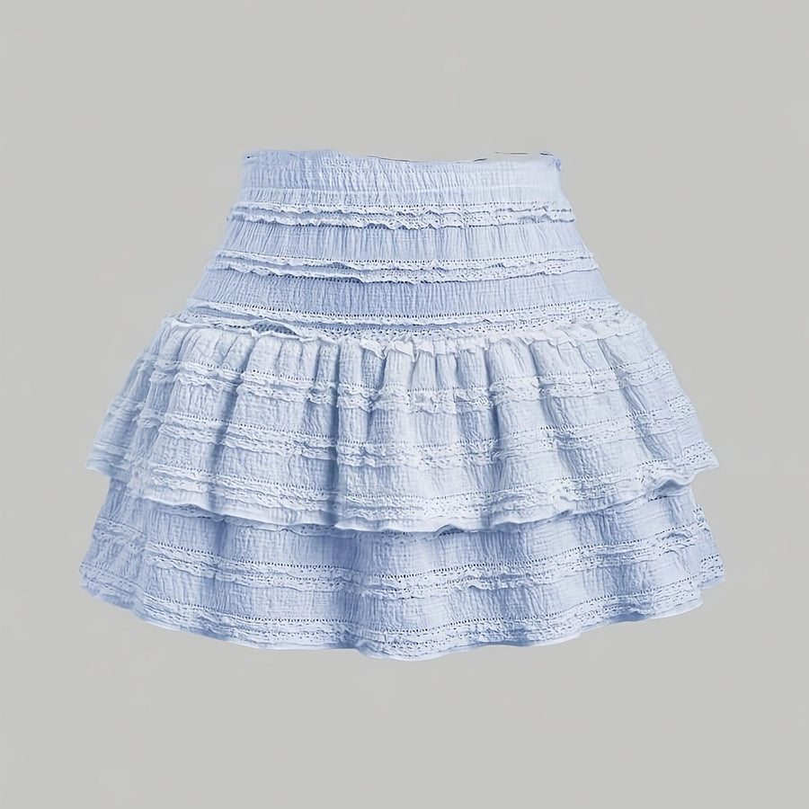 Dam Volangkjol Mini Söt Stil Vår/Sommar Fest och Vardag
