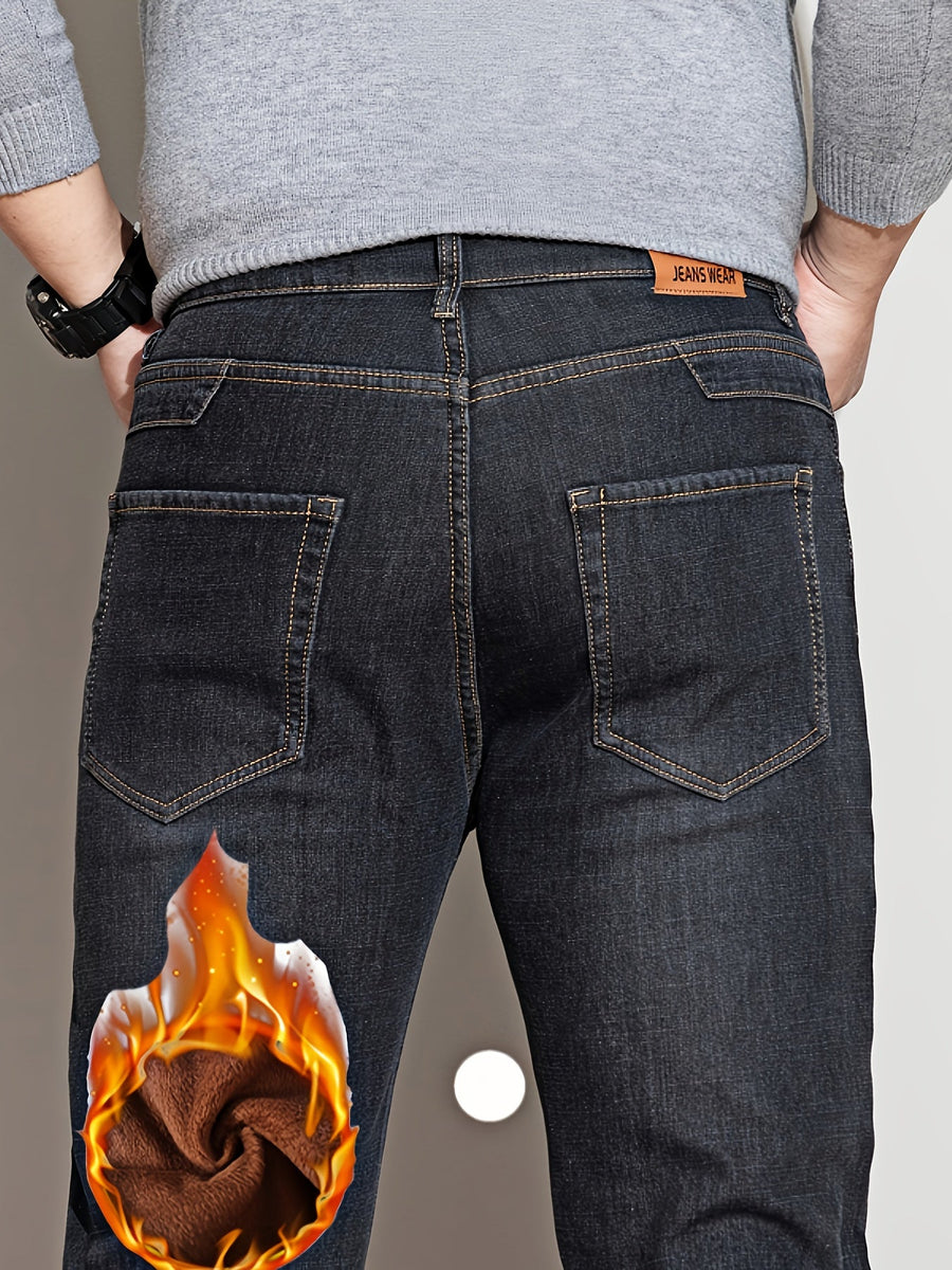 Herrjeans med varmt foder, mörkblå