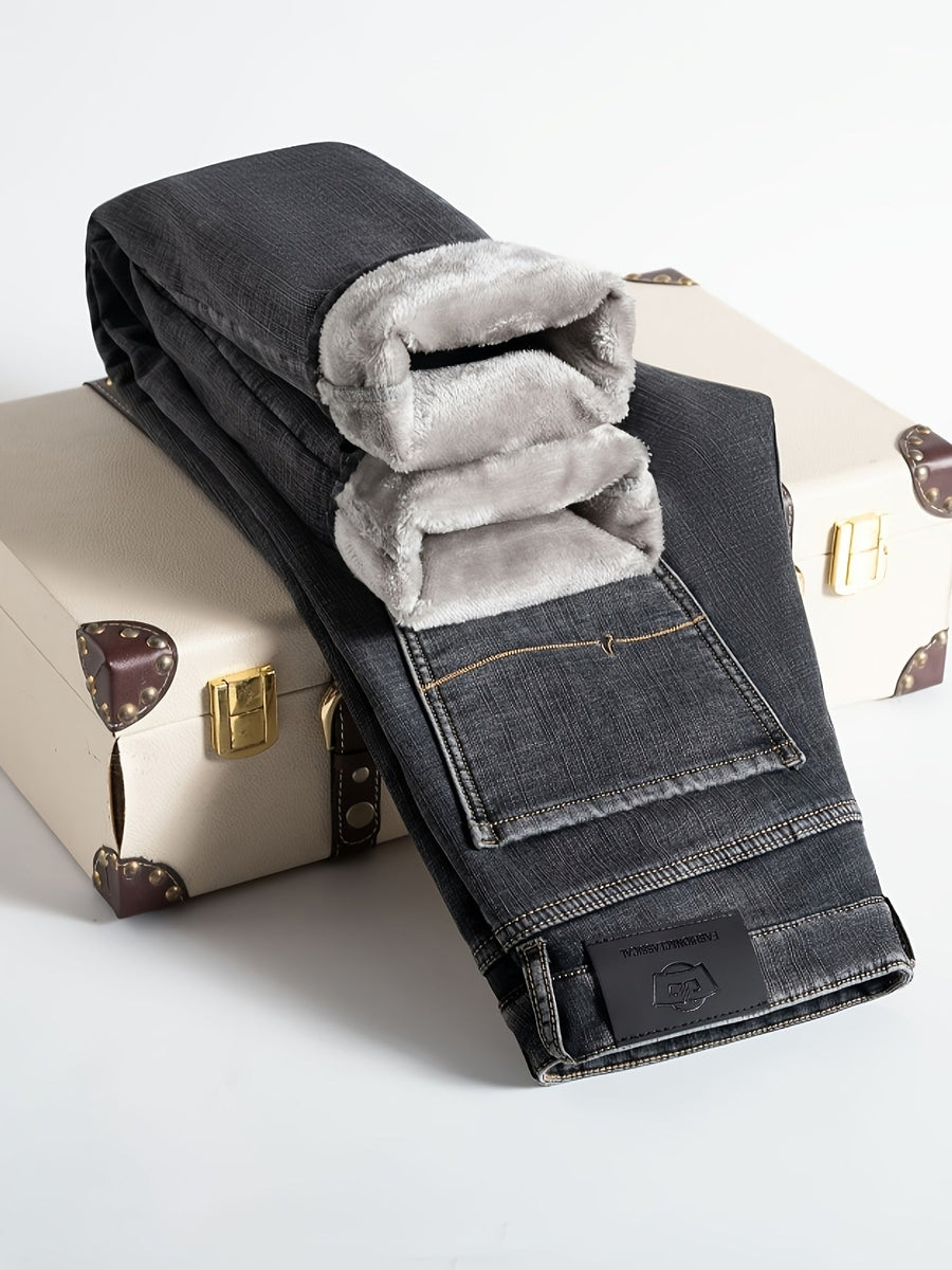 Jeans med foder för herr, blågrå eller mörkgrå