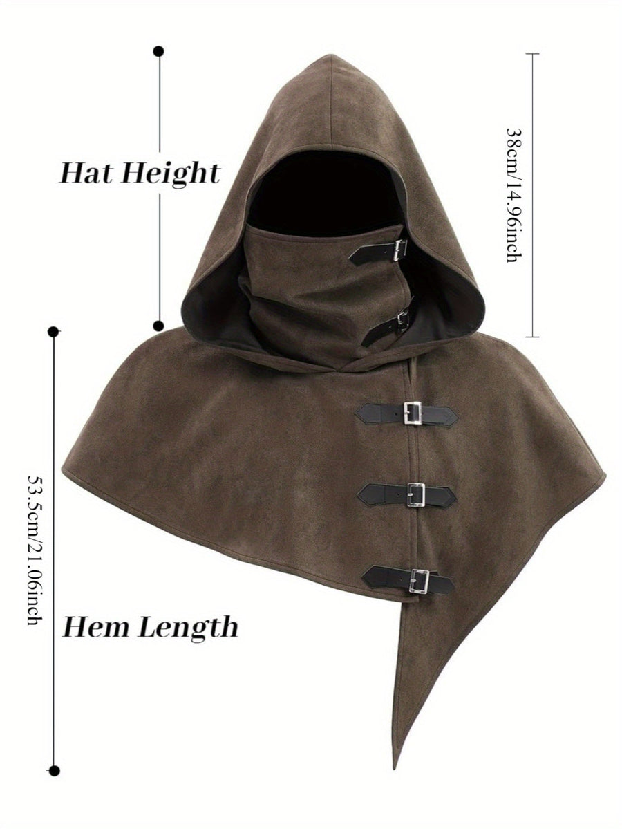 Unisex Huvkappa med Spännen, Ansiktsskydd och Hög Krage i Mjukt Material