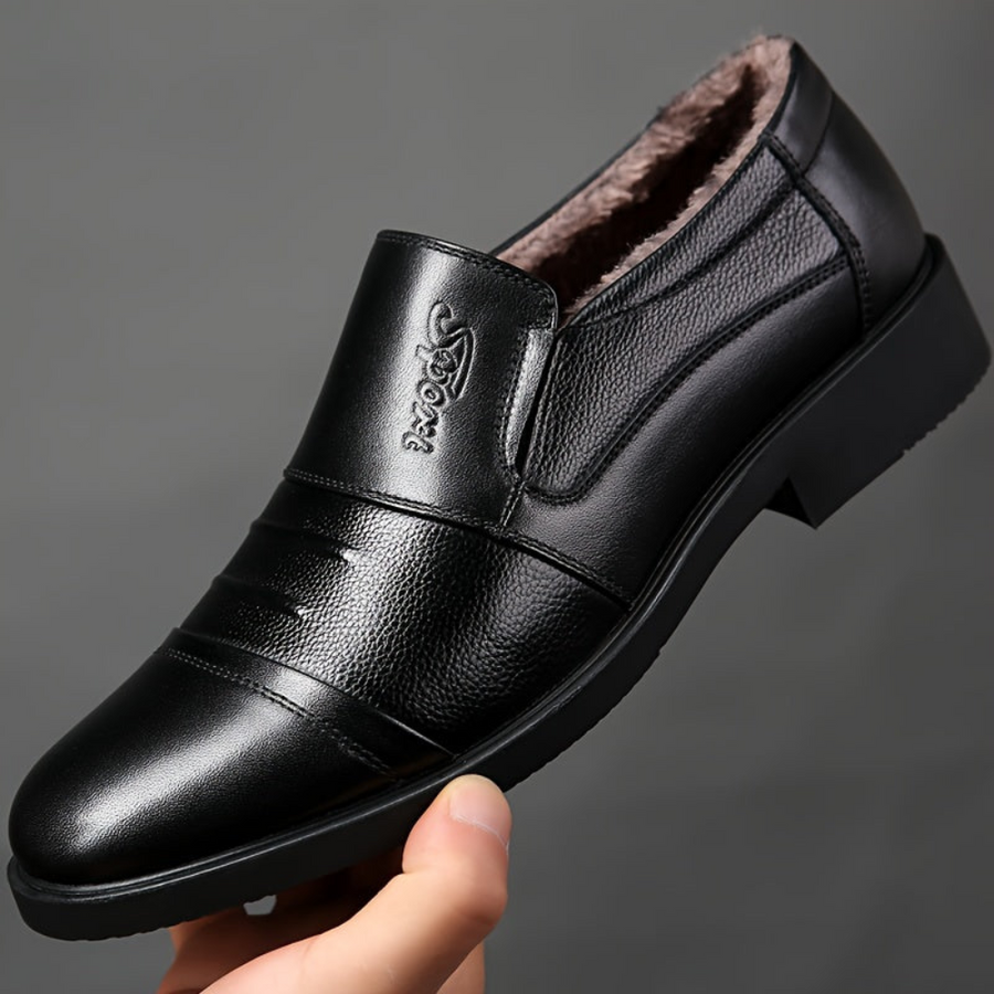 Herrloafers fodrade svarta bruna slip-on skor för män med mjukt foder