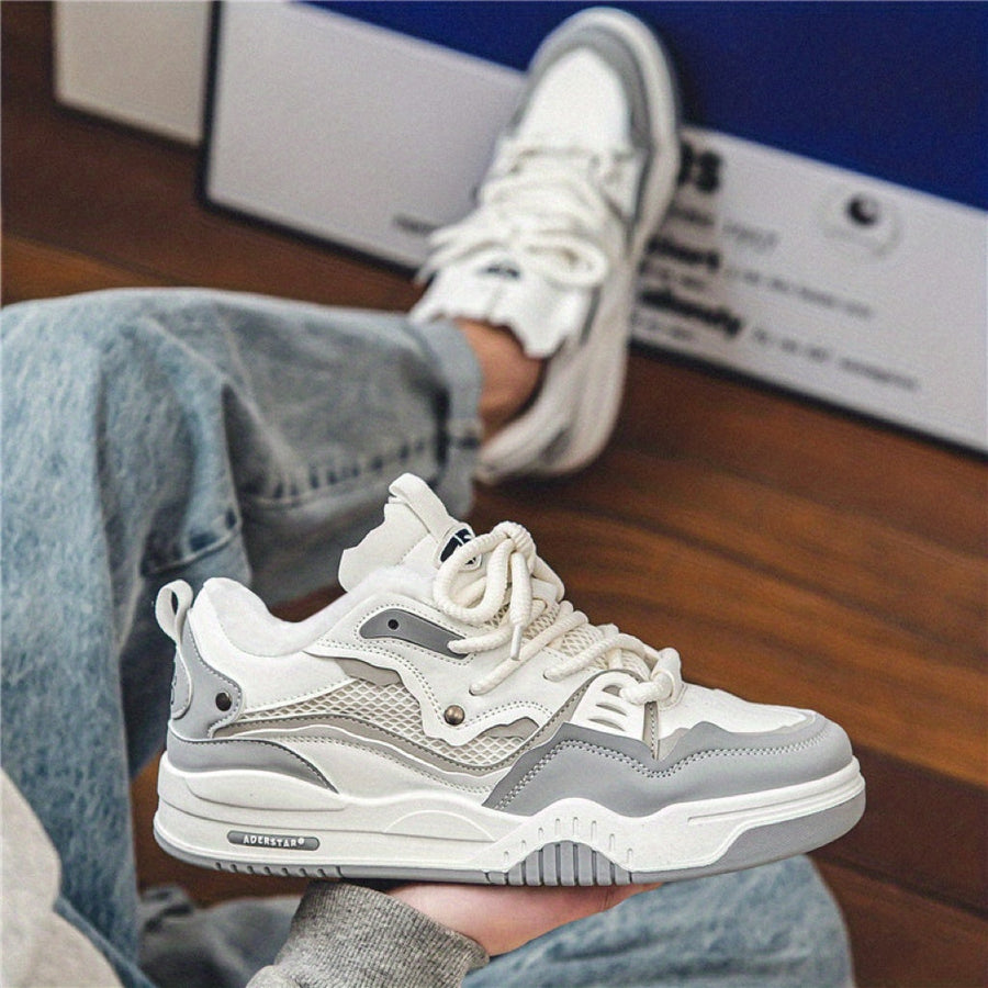 Unisex sneakers med tjock sula och plyschfoder, vinter