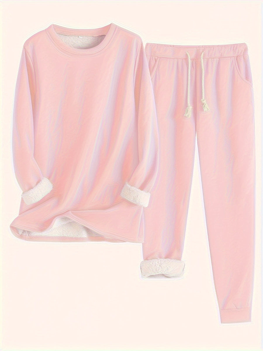 Women's Fleece-Lined Sweatshirt & Jogger Set
