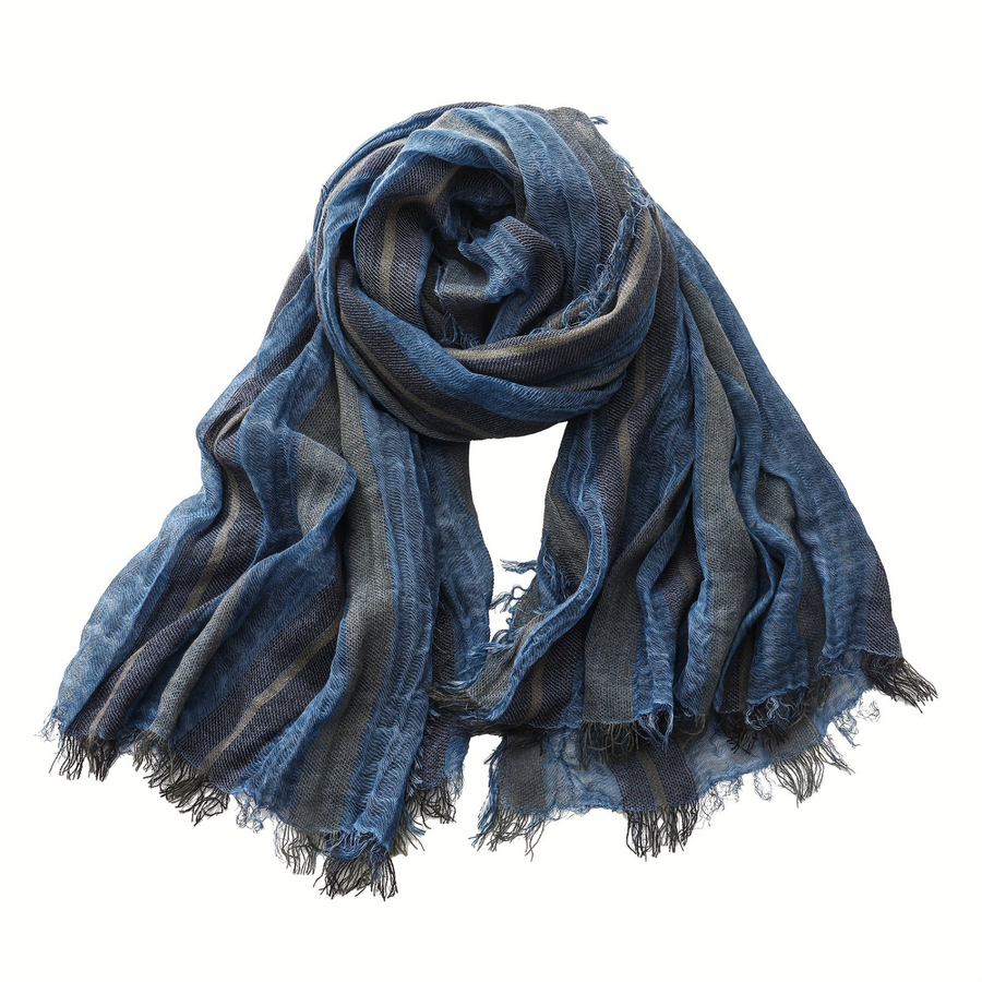 Randig scarf med fransar i mjukt material för unisex
