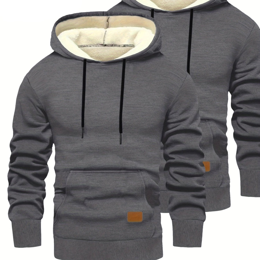 Unisex Hoodies med Fleecefoder, 2-pack, Loose Fit, Svart och Mörkgrå
