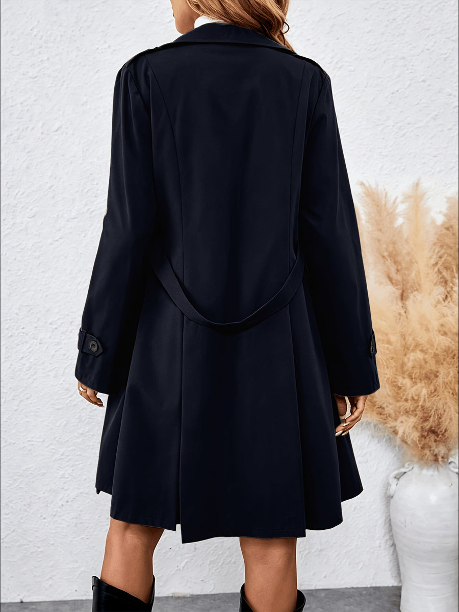 Dam Trenchcoat med Skärp, Dubbelknäppt och Fickor, Flerfärgade