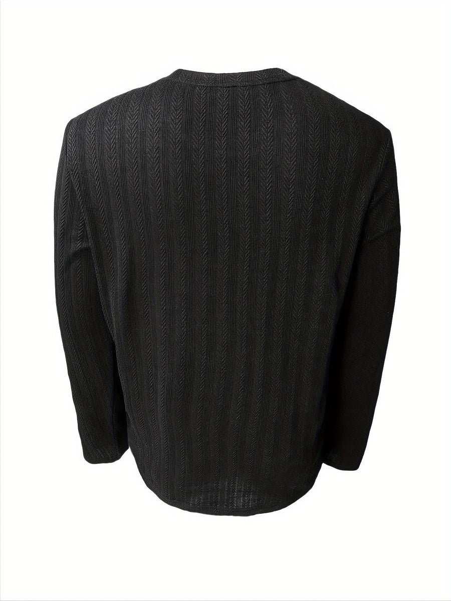 Herrtröja med lång ärm, slim fit, strukturmönster