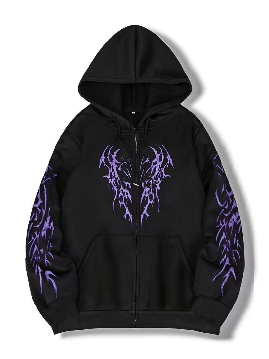 Unisex Hoodie med Dragkedja & Tribalmönster