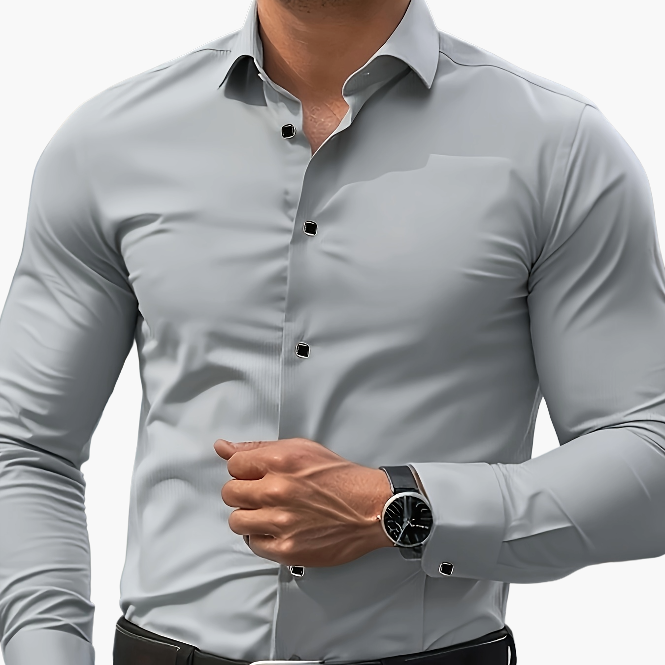 Herrskjorta Slim Fit Elegant Stil för Affär och Fest