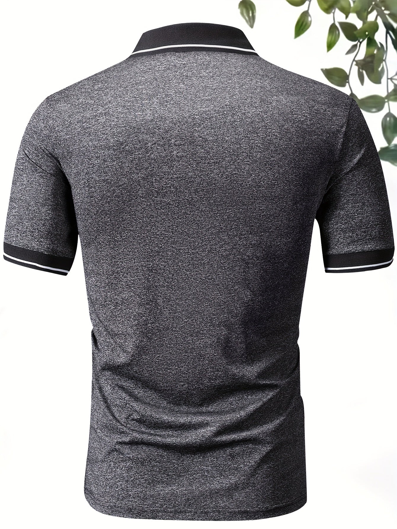 Herr Pikétröja Modern Casual med Kontrastkrage – Perfekt för Vardag och Fritid