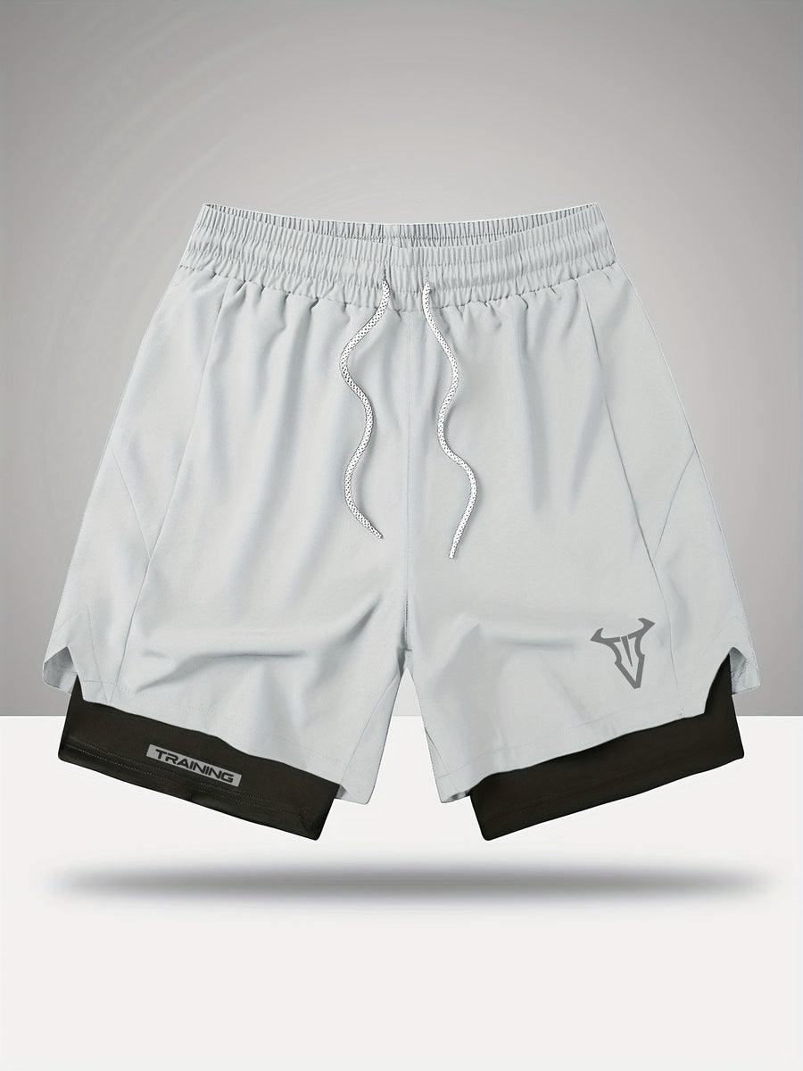 Herr Träningsshorts Sport Regular Fit med Fickor och Geometriskt Mönster
