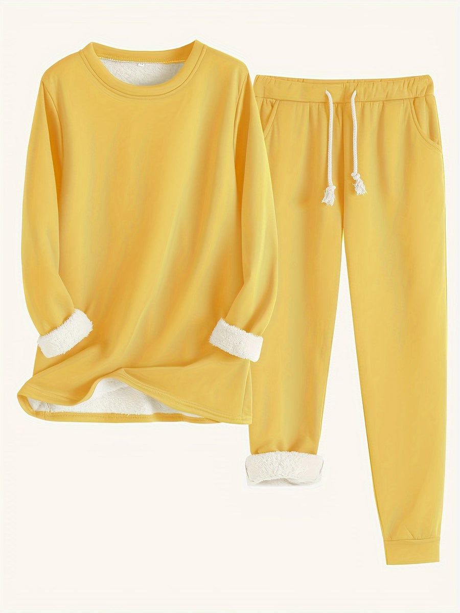 Women's Fleece-Lined Sweatshirt & Jogger Set