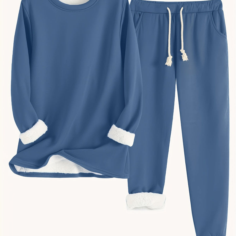 Women's Fleece-Lined Sweatshirt & Jogger Set