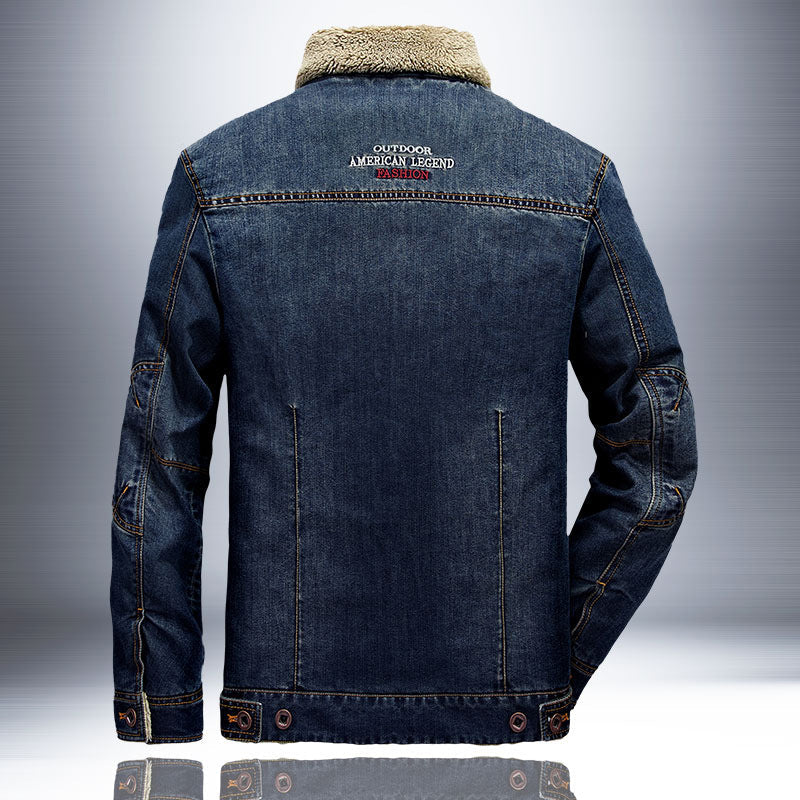 Jeansjacka med Foder och Krage, Mörkblå Denim