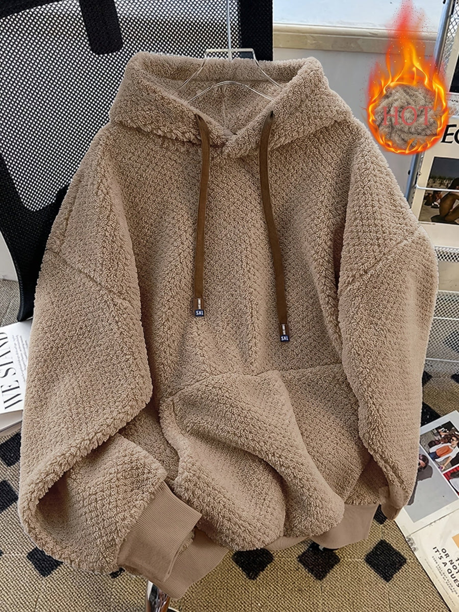 Fleece Hoodie med Huva och Känguruficka, Mjuk och Mysig