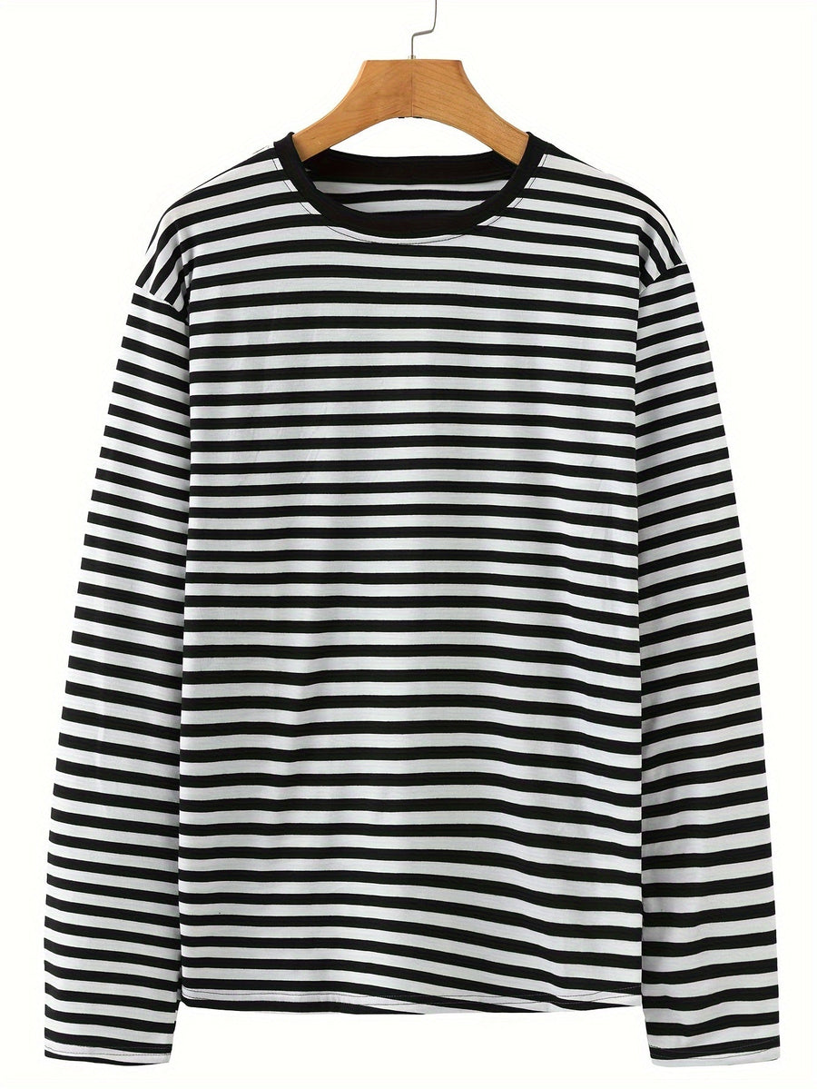 Randig långärmad t-shirt med rund hals