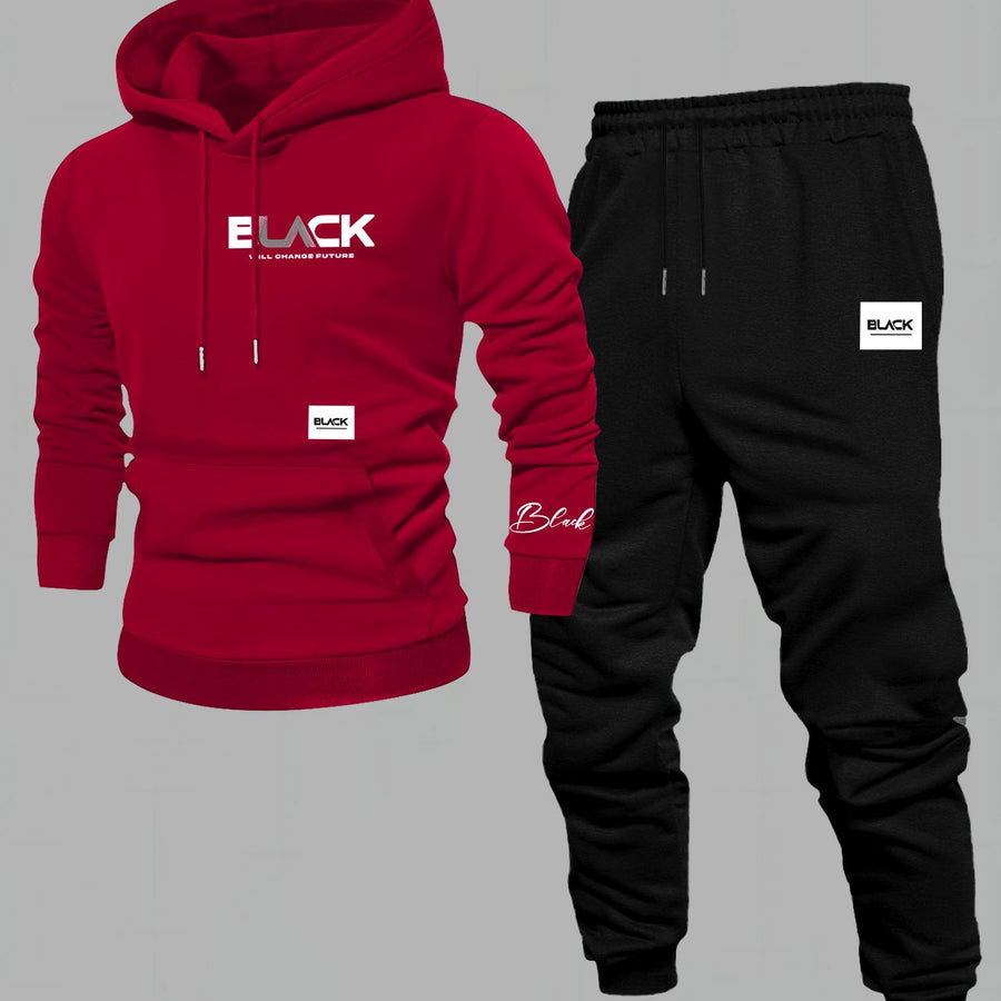 Unisex Mjukisset Hoodie & Byxor Svart med Logotyp