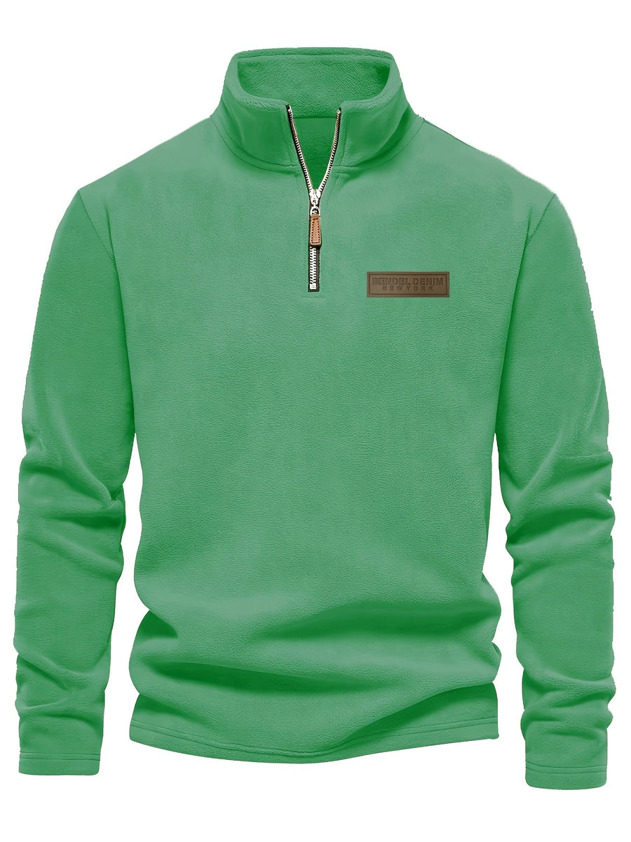 Men's Quarter-Zip Fleece Pullover with Logo Patch