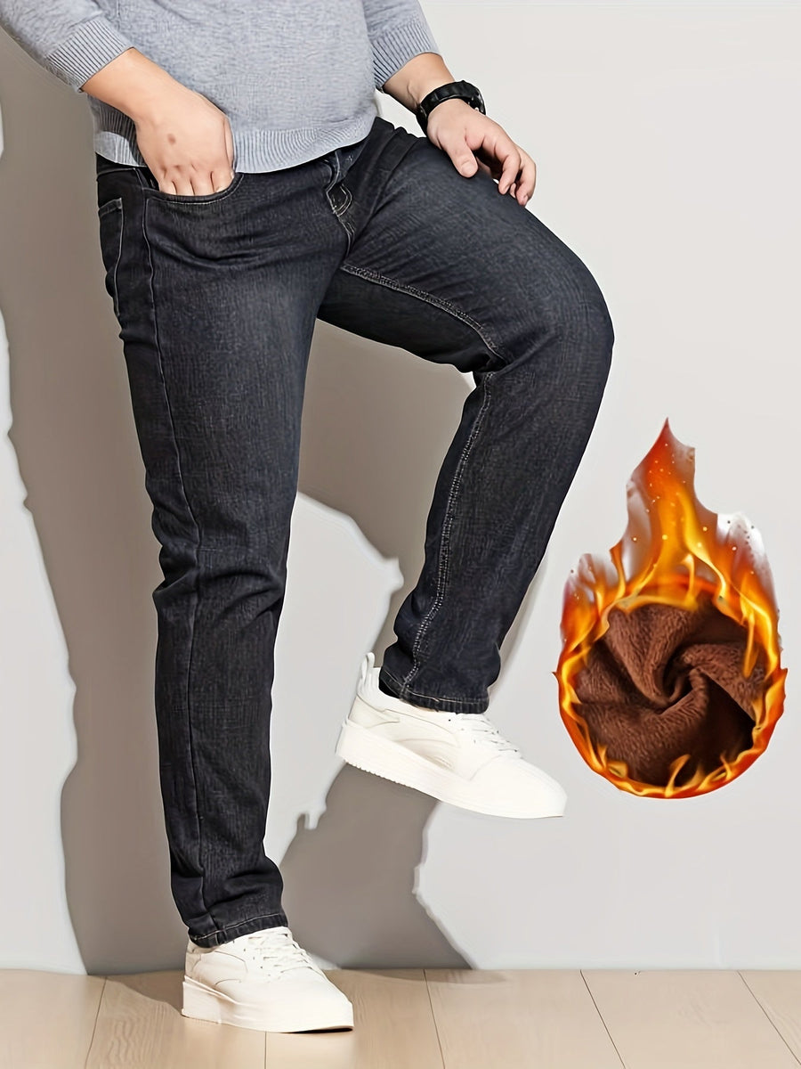 Herrjeans med varmt foder, mörkblå