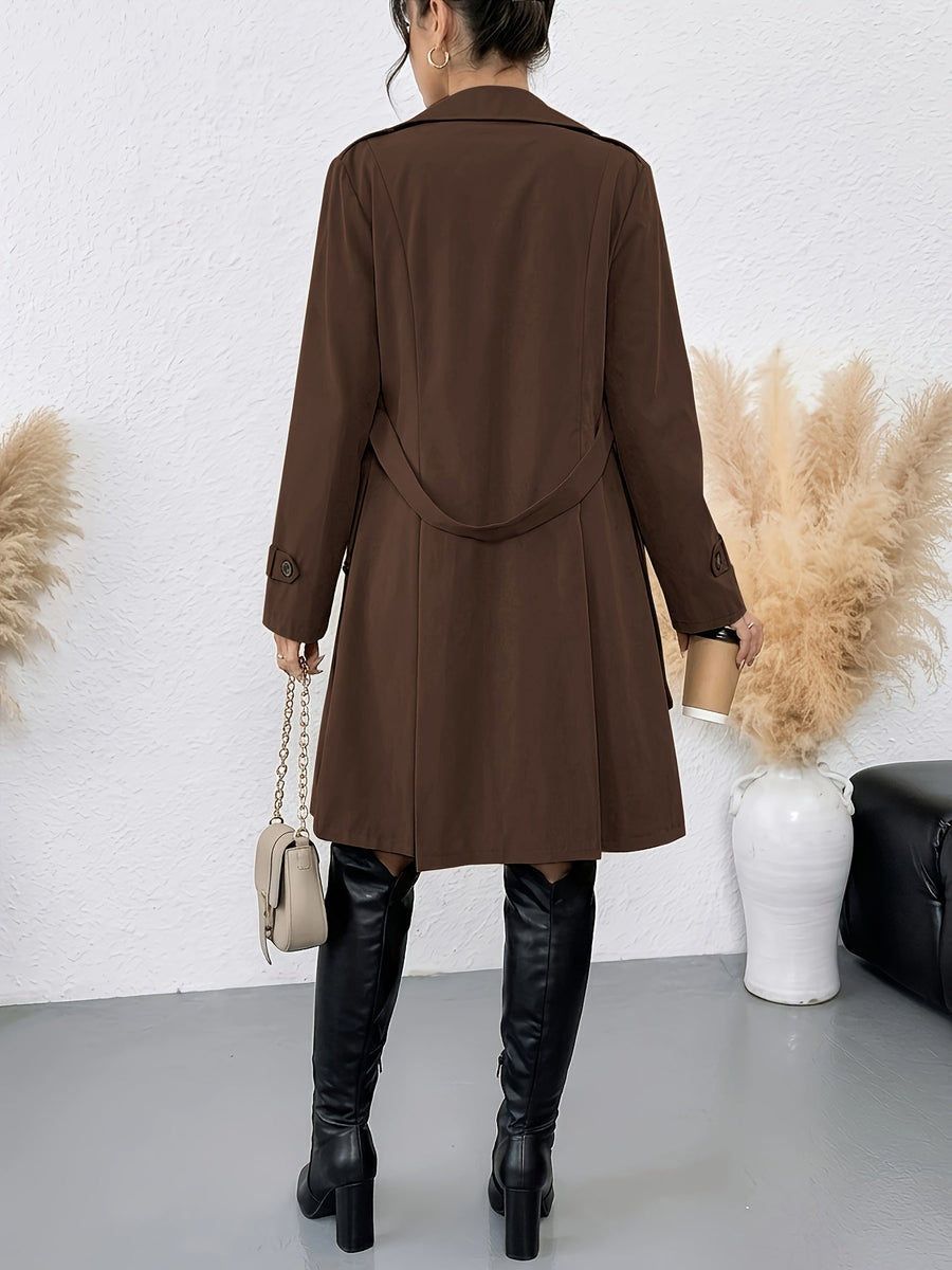 Dam trenchcoat med knytband och slag, dubbelknäppt kappa