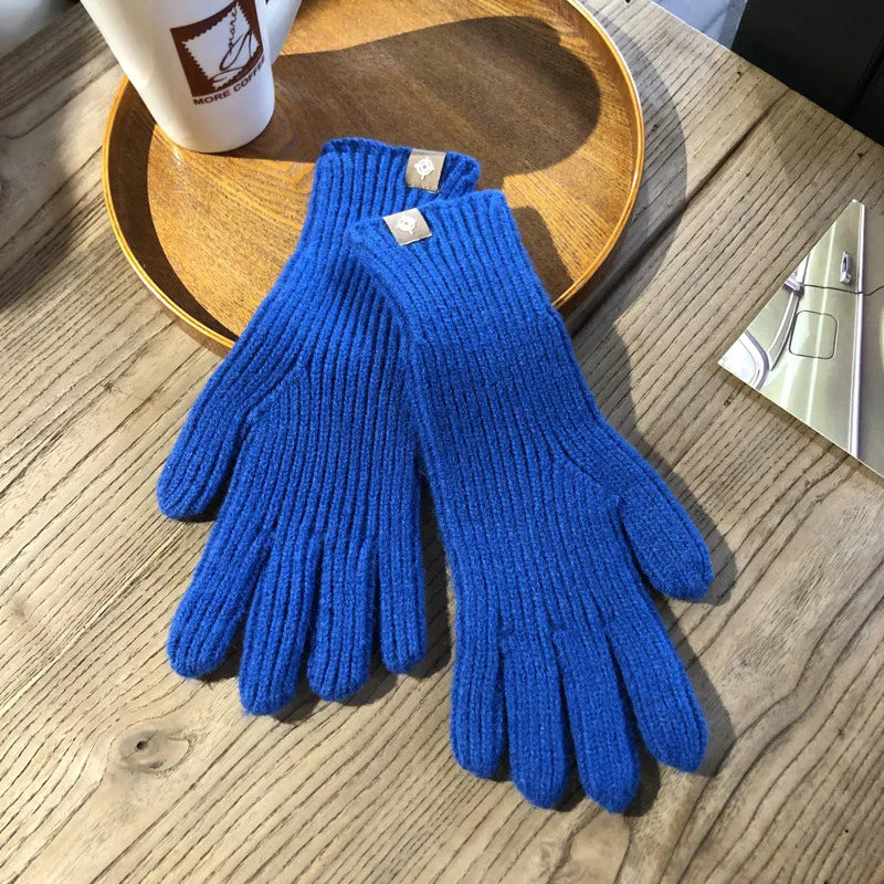 Stickade handskar i mjukt material med ribbad mudd, flera färger