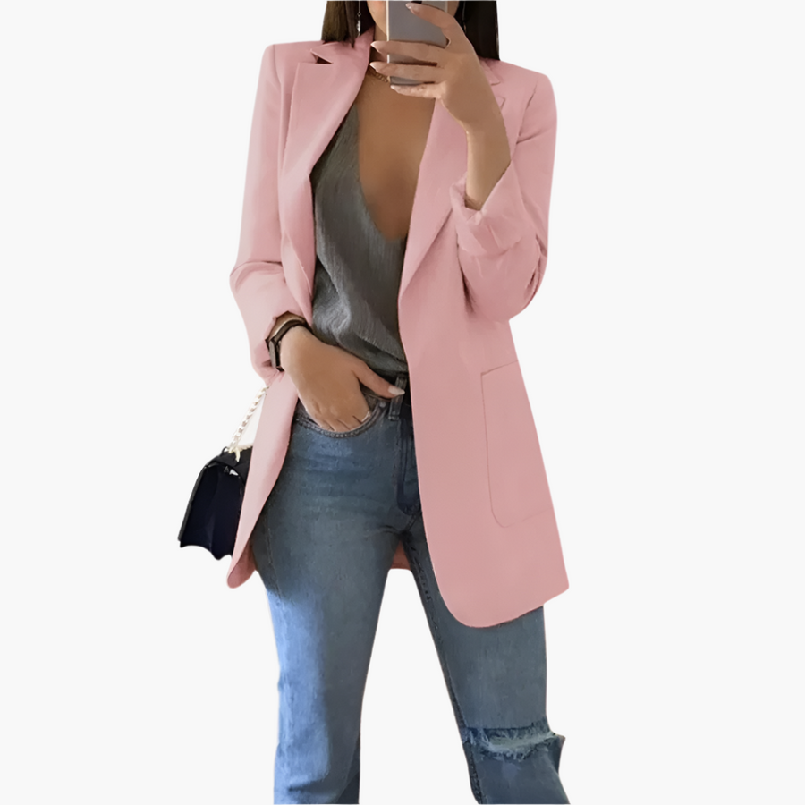 Dam Blazer Lång Elegant Stil – Modern Kontors- och Vardagslook