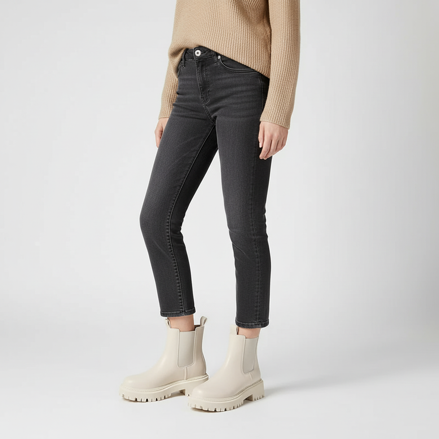 Svarta Chelseaboots med tjock sula och resår, dam
