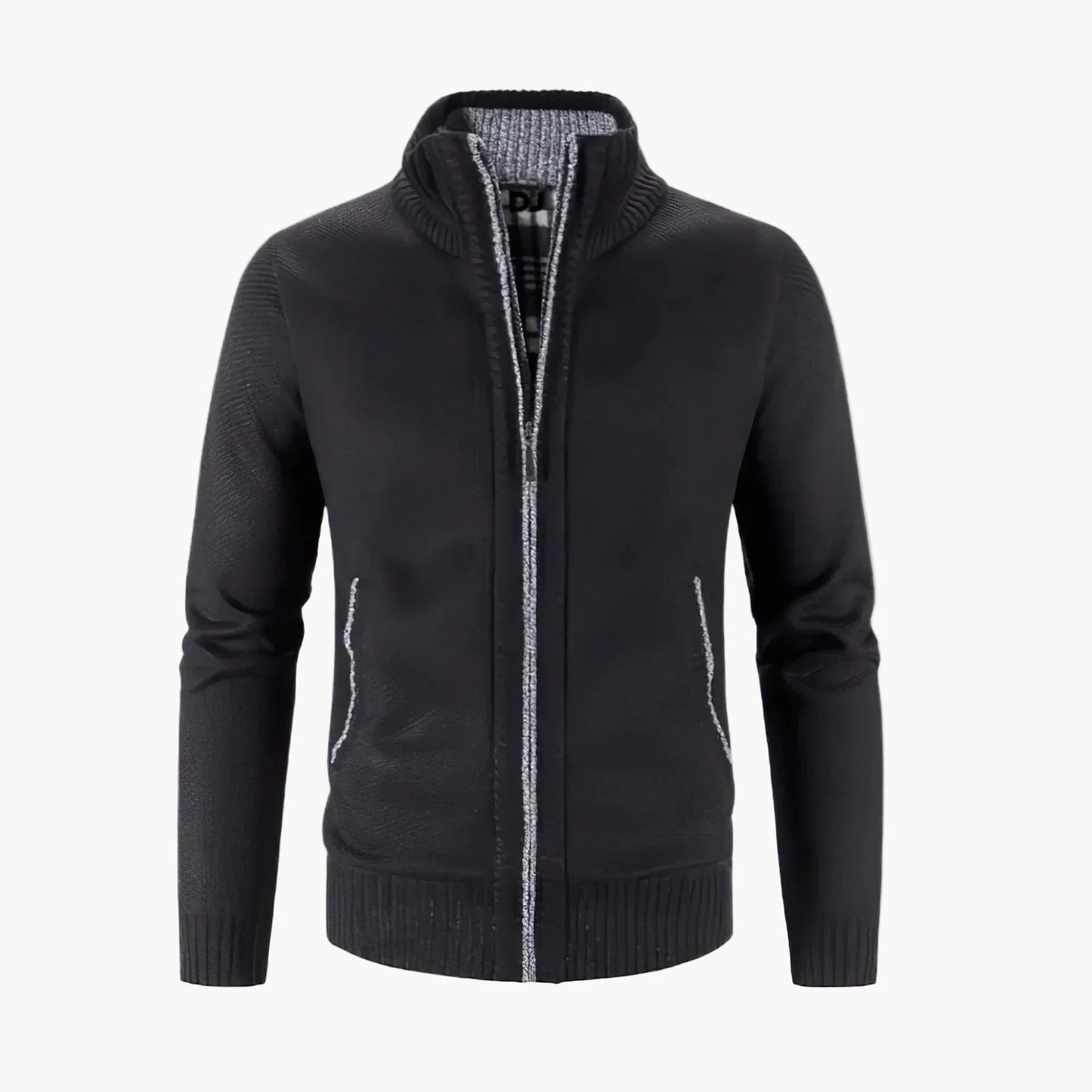 Herr Stickad Zip-Up Cardigan – Modern Vardagsstil och Komfort