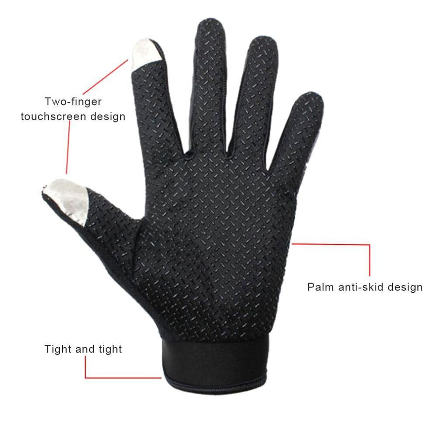Svarta outdoorhandskar med färgaccenter och mönster