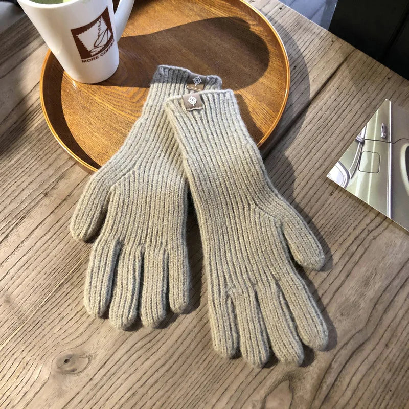 Stickade handskar i mjukt material med ribbad mudd, flera färger