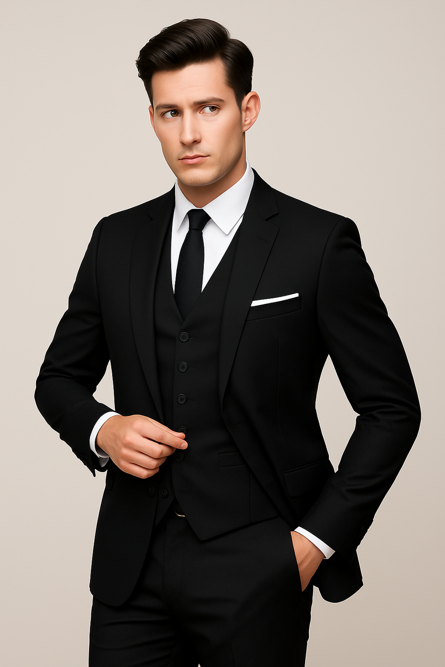 Herrkostym – Tredelad, Slim Fit, Elegant för Bröllop och Fest