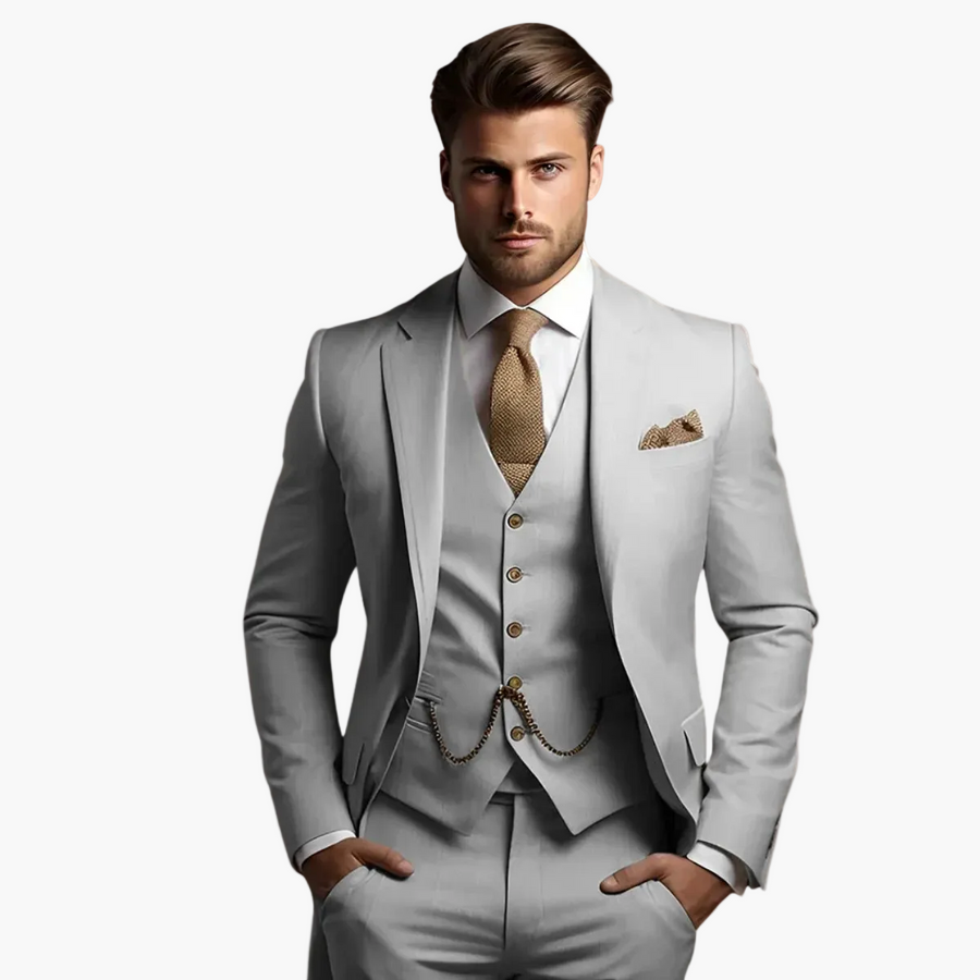Herr Klassisk Tredelad Kostym för Bröllop och Fest – Slim Fit, Elegant Stil