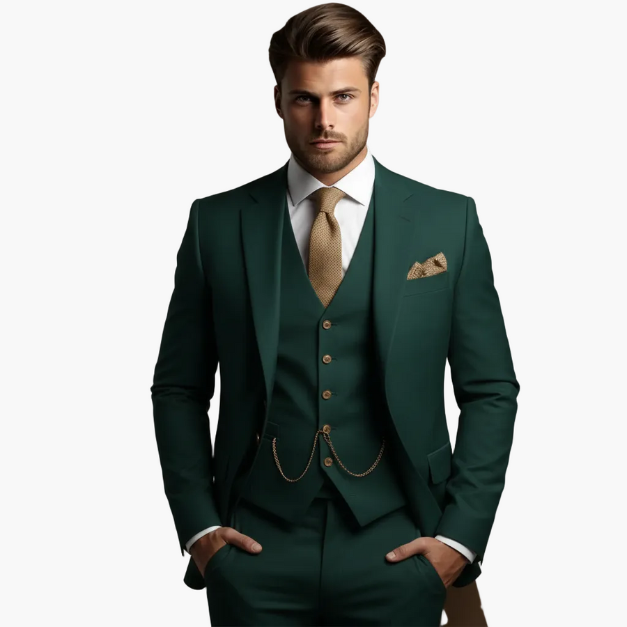 Herr Klassisk Tredelad Kostym för Bröllop och Fest – Slim Fit, Elegant Stil