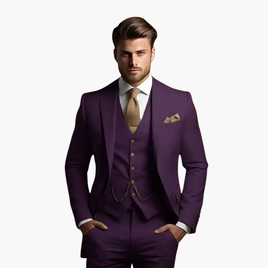 Herr Klassisk Tredelad Kostym för Bröllop och Fest – Slim Fit, Elegant Stil