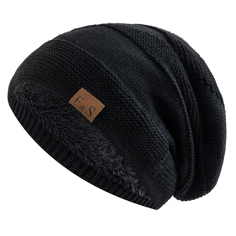 Unisex Ribbad Mössa med Fodrad Insida, Slouchy Passform, Vuxen