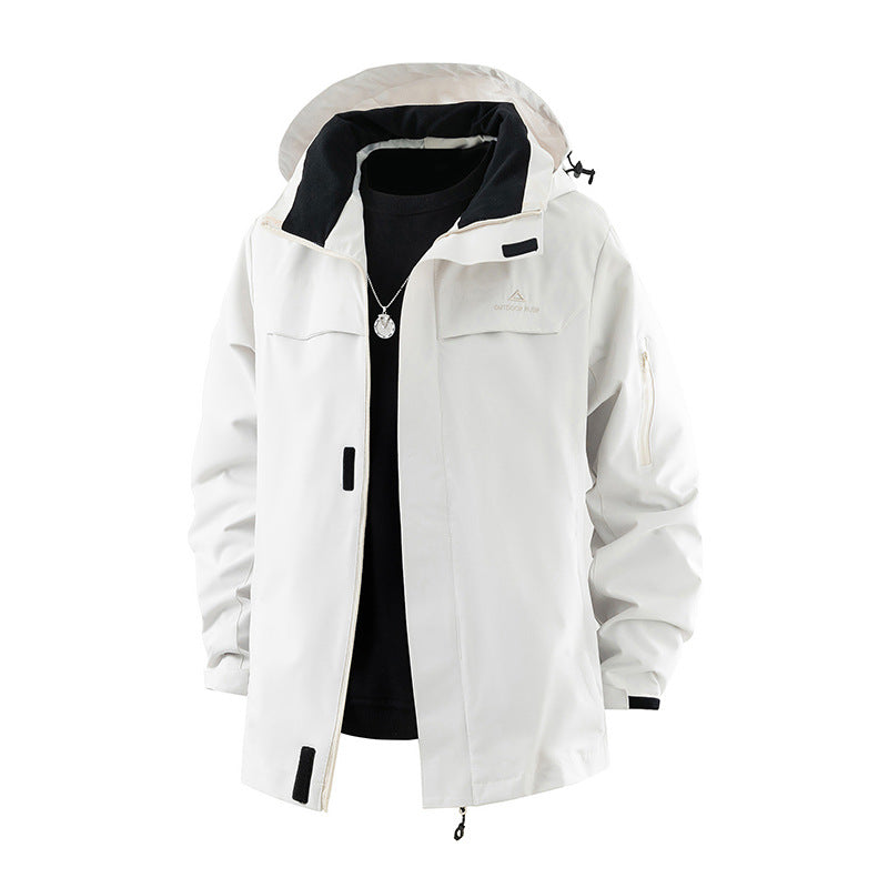 Unisex Outdoorjacka med Huva och Dragkedjor i Rött
