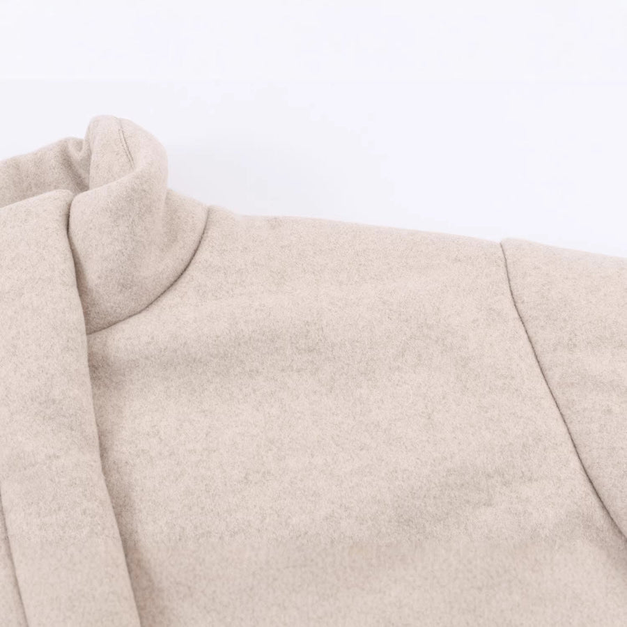 Kort Vinterjacka Kvinnor Beige Hög Krage Dragkedja