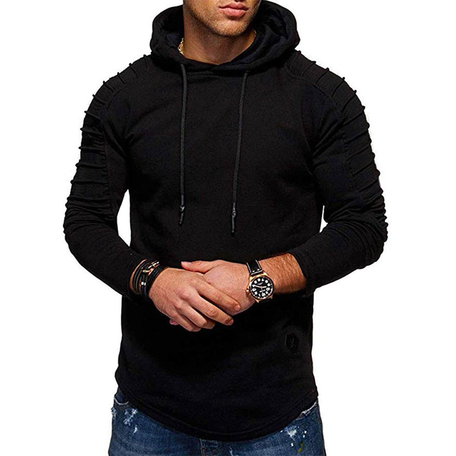 Herr Hoodie med Ribbade Ärmdetaljer, Långärmad, Nedhasad Fåll, Flerfärgad