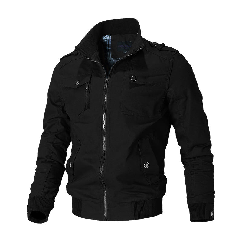 Herrjacka bomberstil med ståkrage och fickor, beige