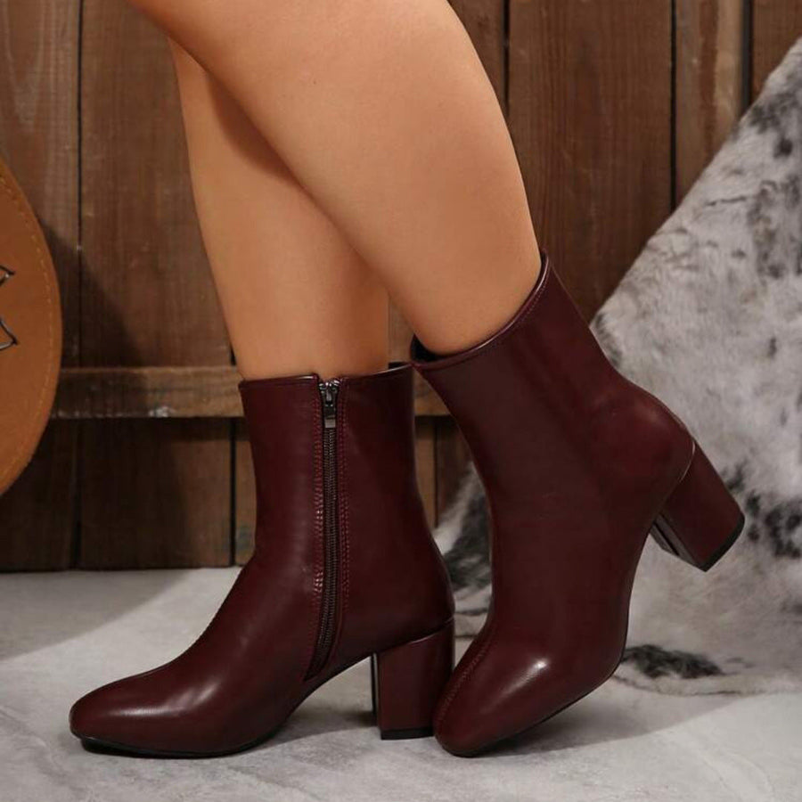 Stövletter med Blockklack och Dragkedja